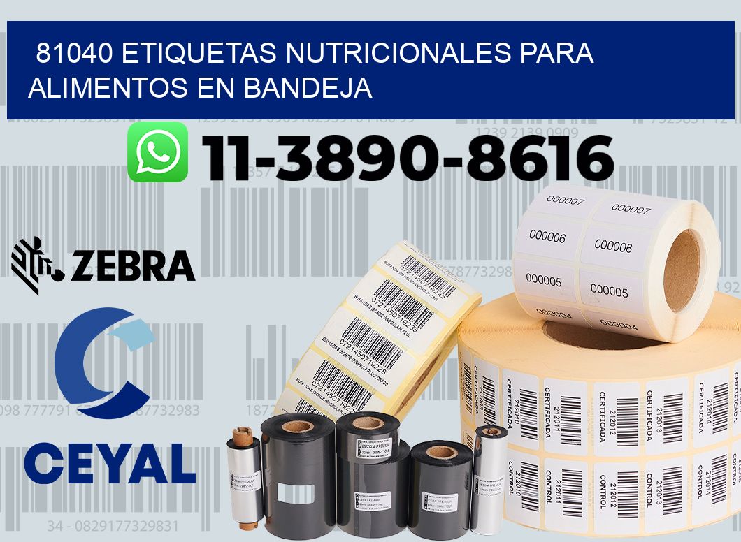 81040 etiquetas nutricionales para alimentos en bandeja