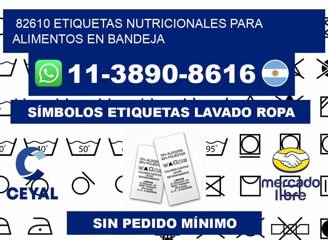 82610 etiquetas nutricionales para alimentos en bandeja