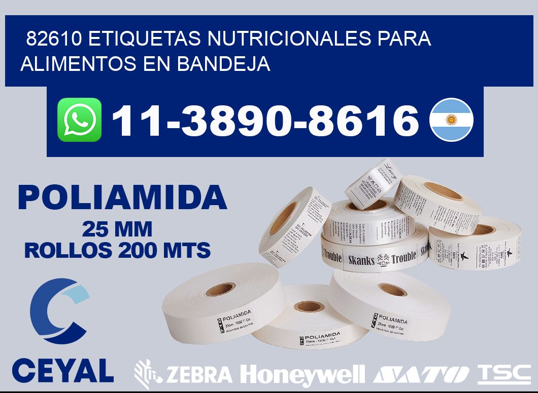 82610 etiquetas nutricionales para alimentos en bandeja