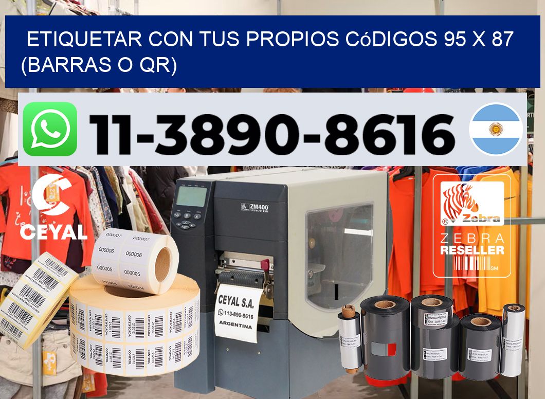 Etiquetar con tus propios códigos 95 x 87 (barras o QR)