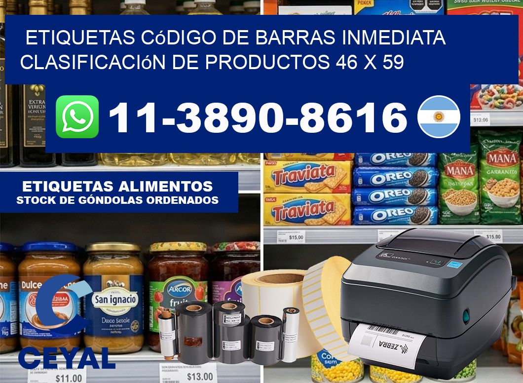 Etiquetas código de barras inmediata clasificación de productos 46 x 59