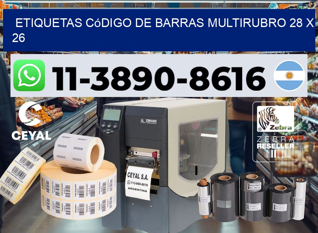 Etiquetas código de barras multirubro 28 x 26