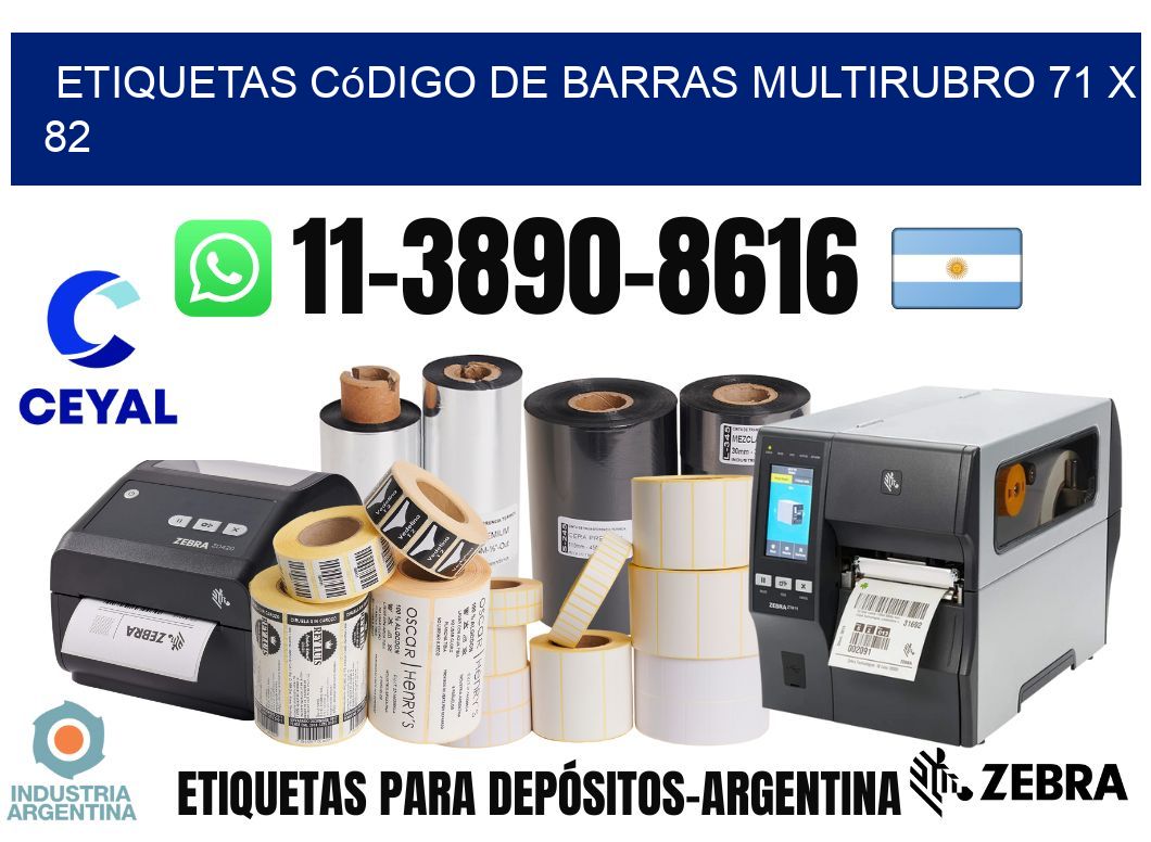 Etiquetas código de barras multirubro 71 x 82