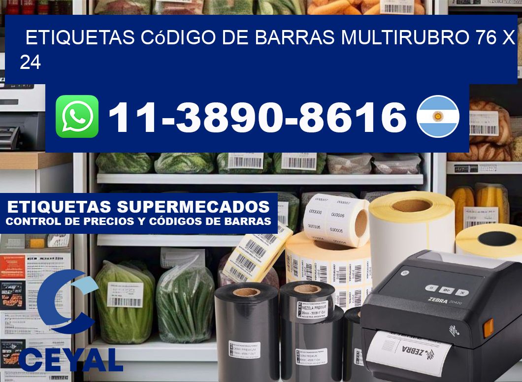 Etiquetas código de barras multirubro 76 x 24