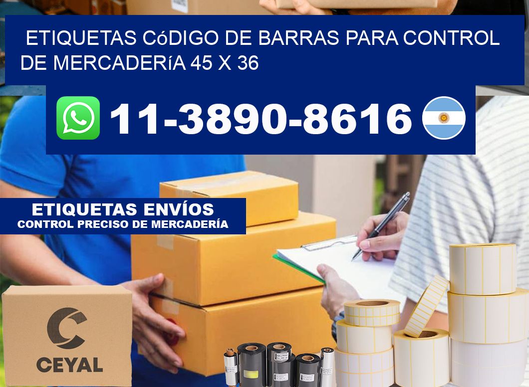 Etiquetas código de barras para control de mercadería 45 x 36