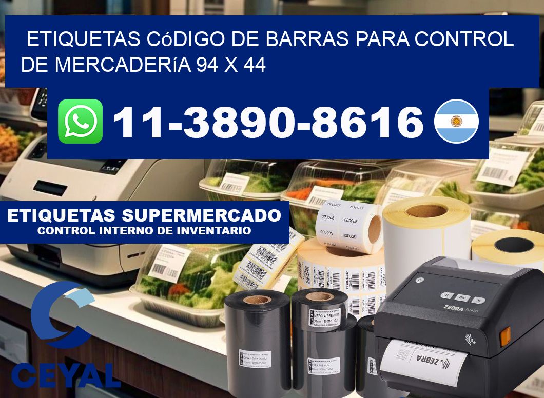 Etiquetas código de barras para control de mercadería 94 x 44