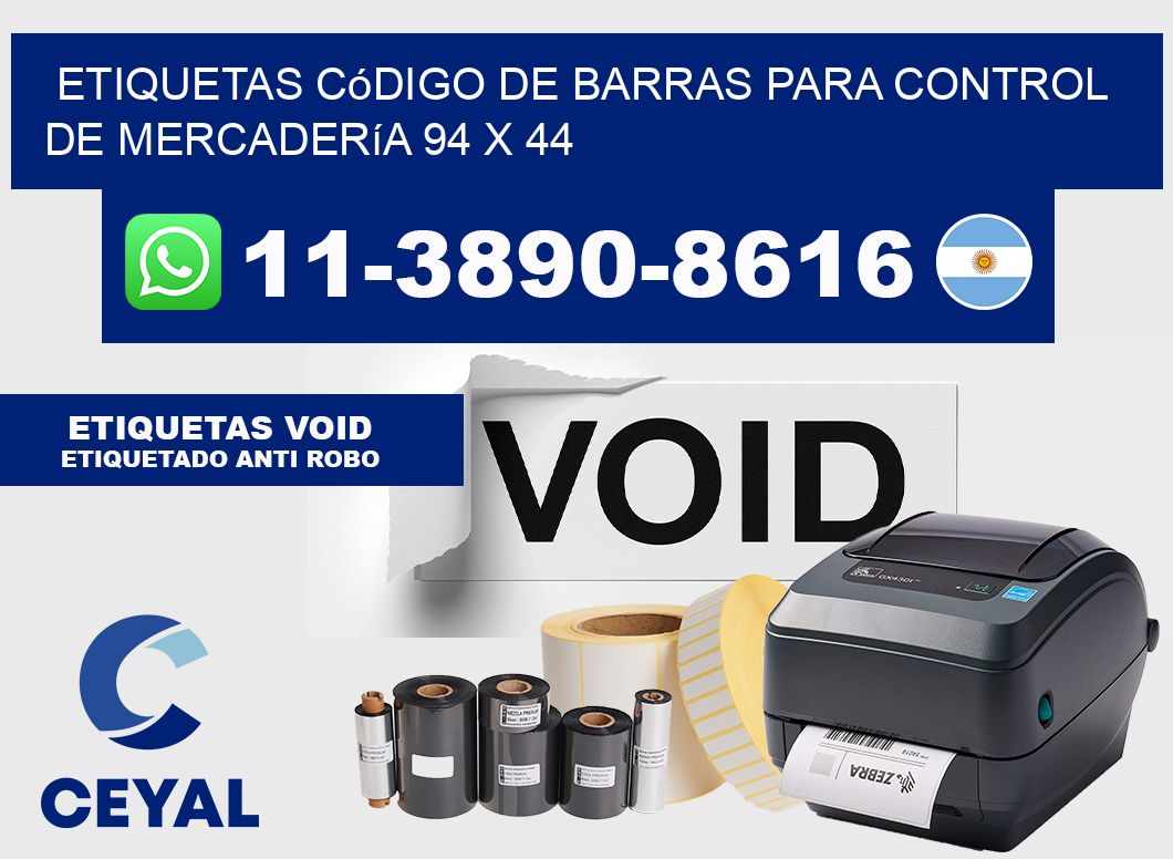 Etiquetas código de barras para control de mercadería 94 x 44