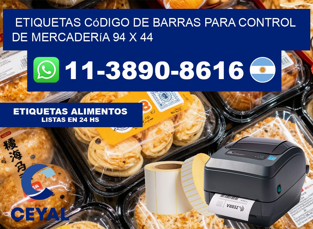 Etiquetas código de barras para control de mercadería 94 x 44