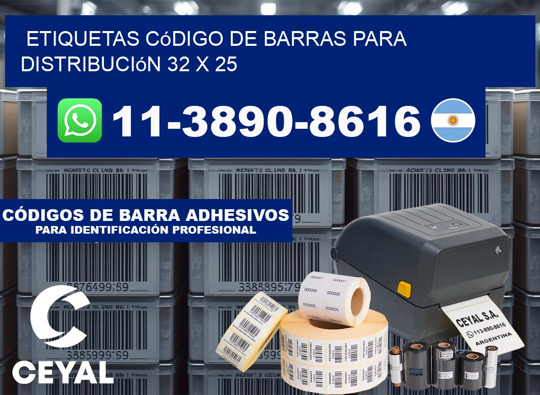 Etiquetas código de barras para distribución 32 x 25