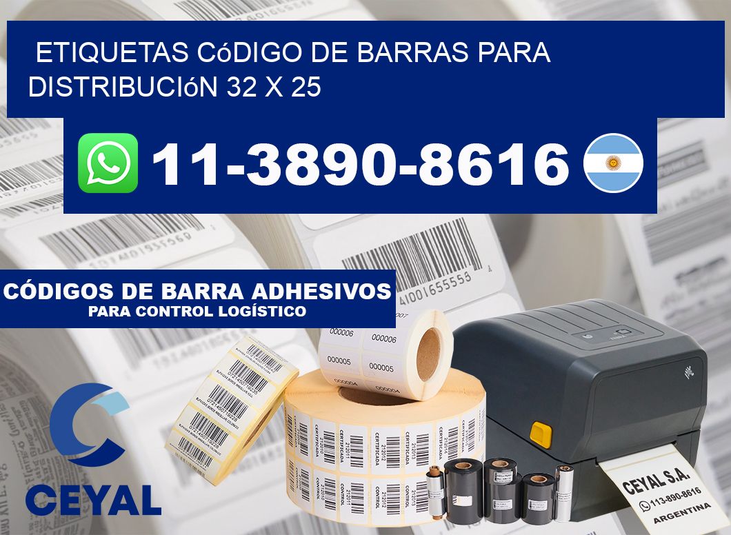 Etiquetas código de barras para distribución 32 x 25