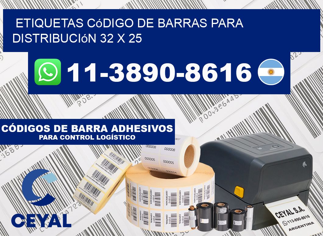 Etiquetas código de barras para distribución 32 x 25