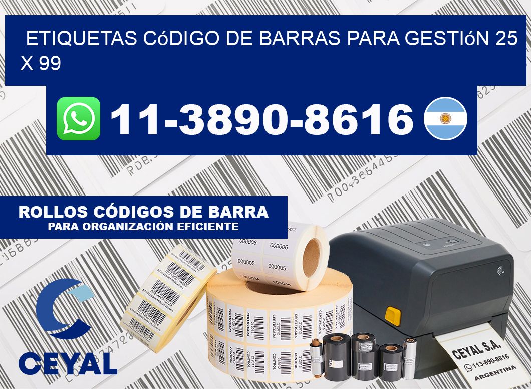 Etiquetas código de barras para gestión 25 x 99