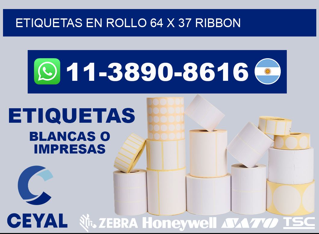 Etiquetas en rollo 64 x 37 ribbon