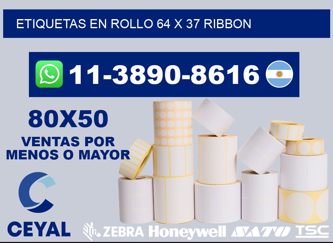 Etiquetas en rollo 64 x 37 ribbon