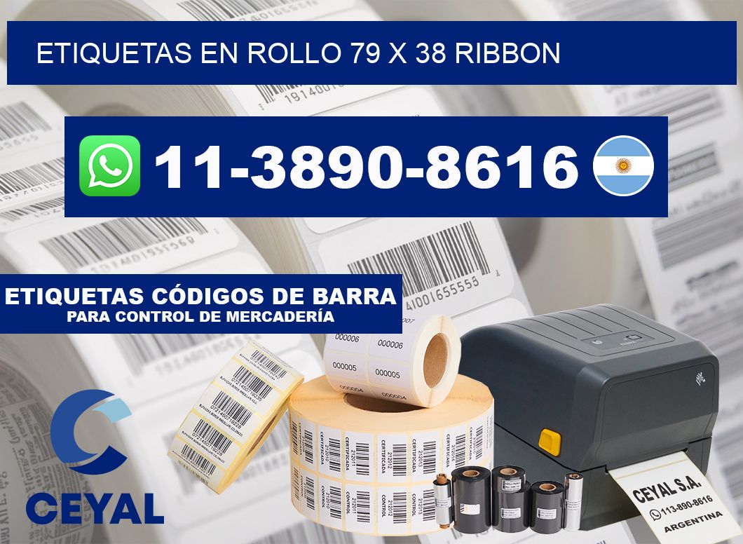 Etiquetas en rollo 79 x 38 ribbon