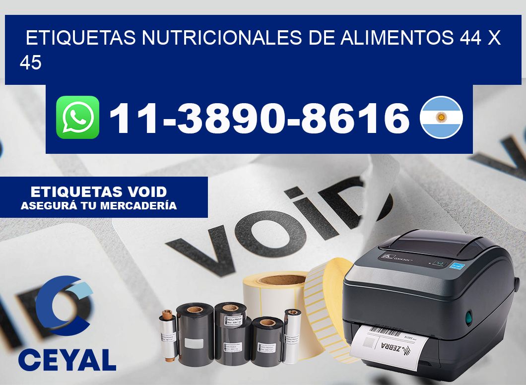 Etiquetas nutricionales de alimentos 44 x 45