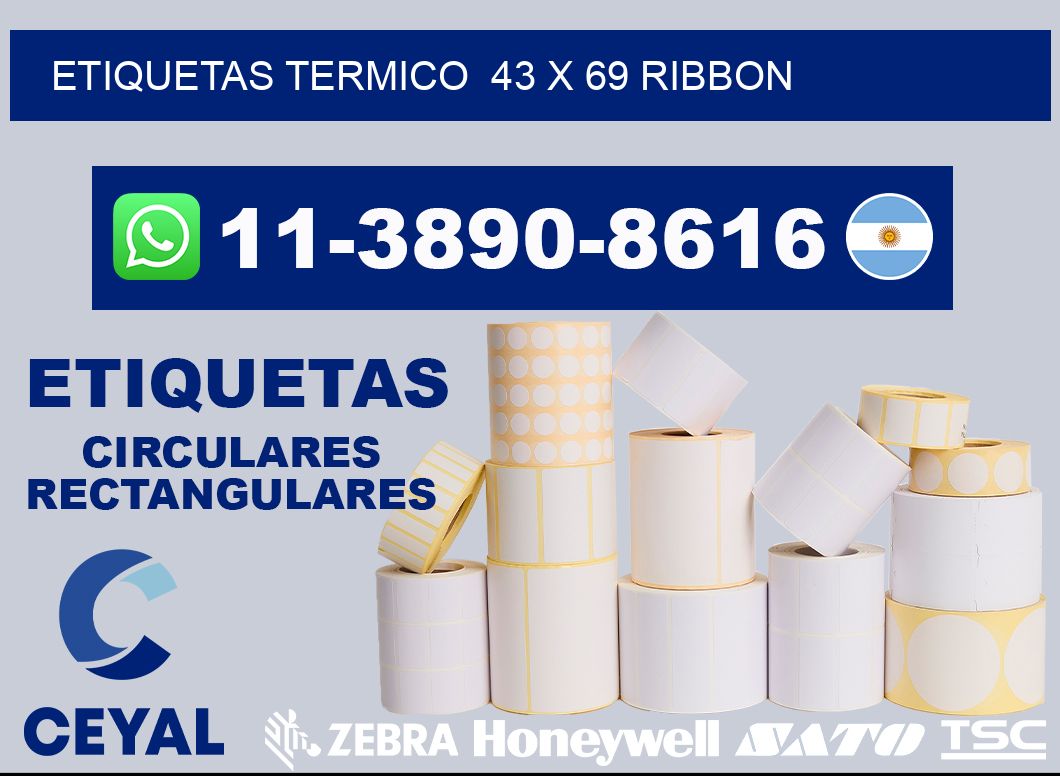 Etiquetas termico  43 x 69 ribbon