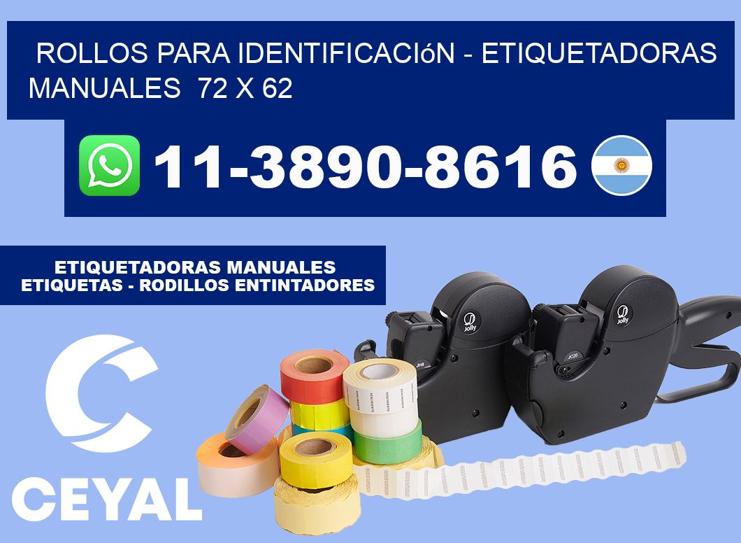 Rollos para identificación - Etiquetadoras Manuales  72 x 62
