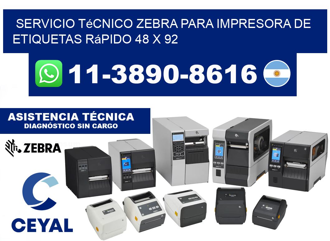 Servicio Técnico Zebra para Impresora de Etiquetas Rápido 48 x 92