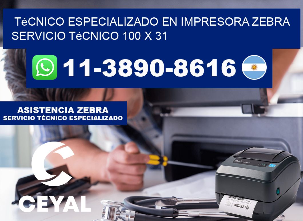 Técnico Especializado en Impresora Zebra Servicio Técnico 100 x 31