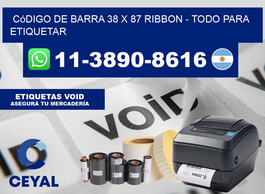 código de barra 38 x 87 ribbon - Todo para Etiquetar