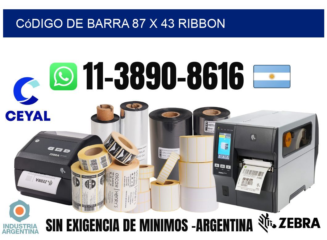 código de barra 87 x 43 ribbon
