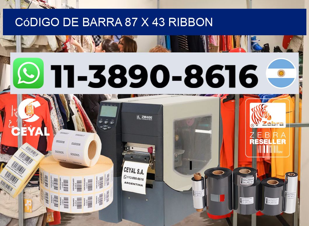 código de barra 87 x 43 ribbon