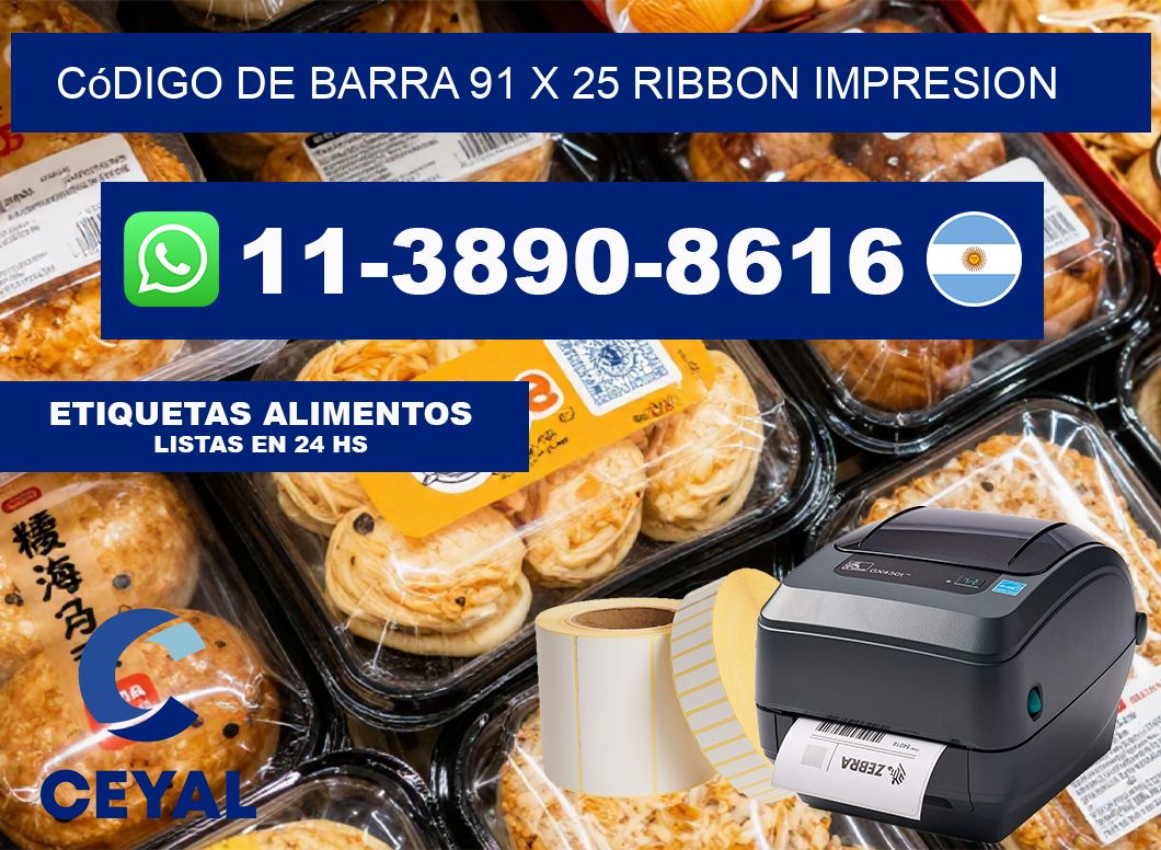 código de barra 91 x 25 ribbon impresion