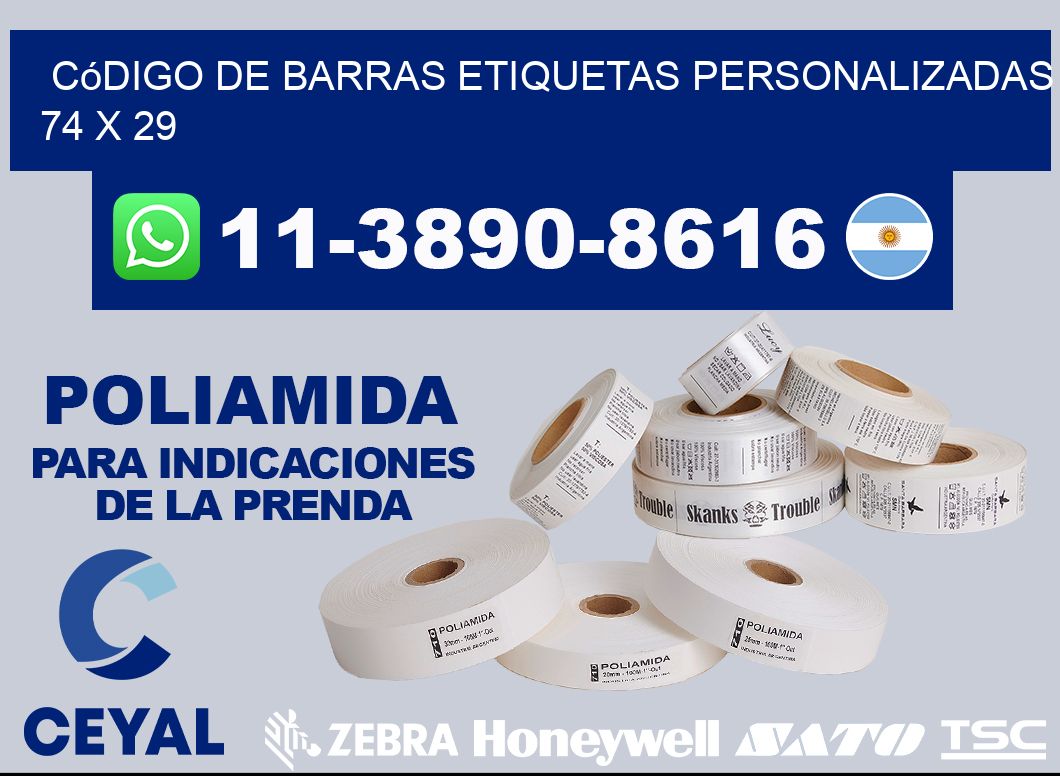 código de barras etiquetas personalizadas 74 x 29