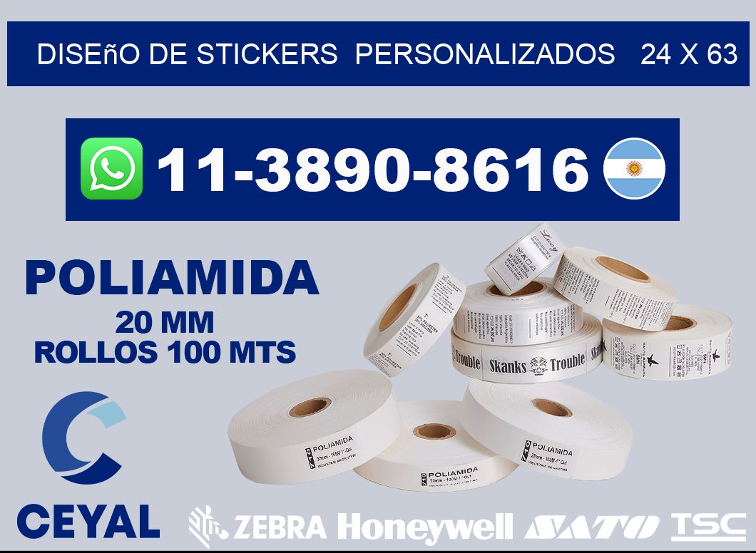 diseño de stickers  personalizados   24 x 63