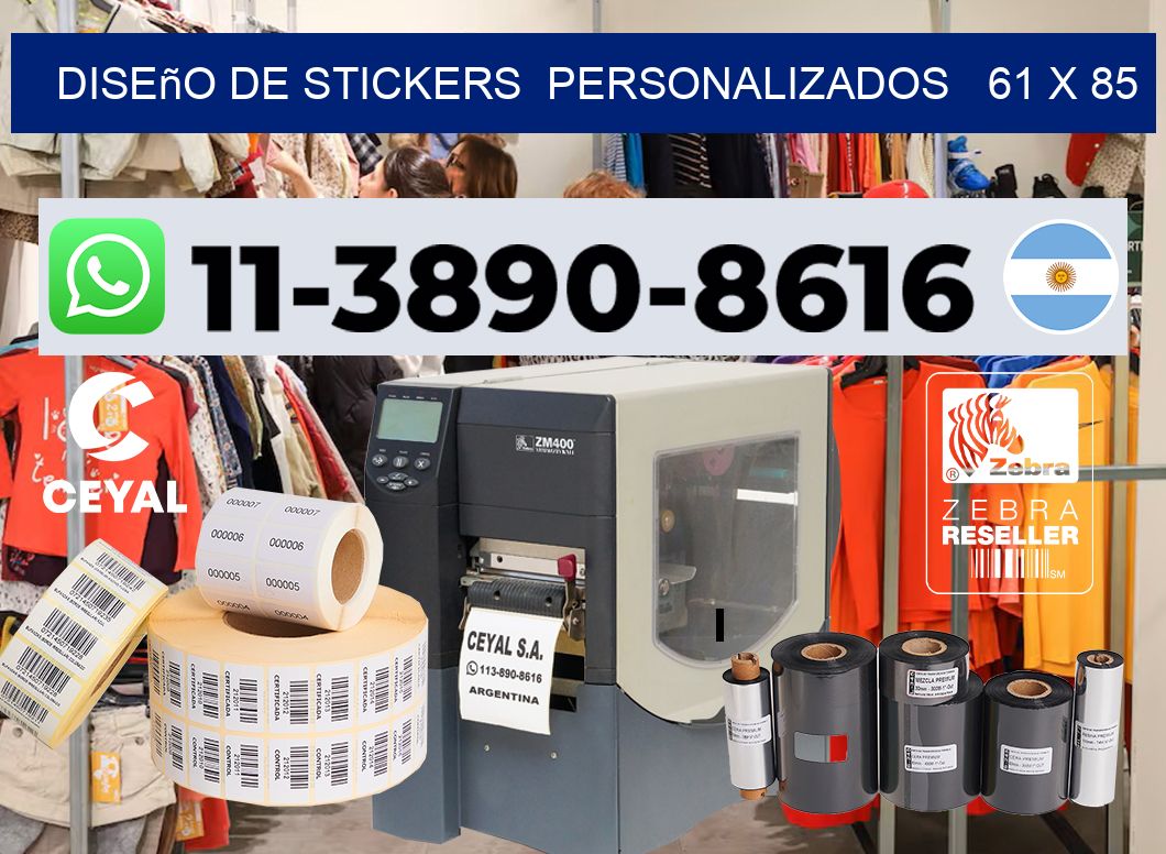 diseño de stickers  personalizados   61 x 85