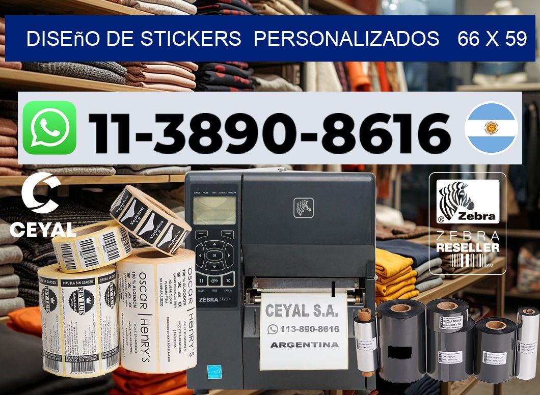 diseño de stickers  personalizados   66 x 59