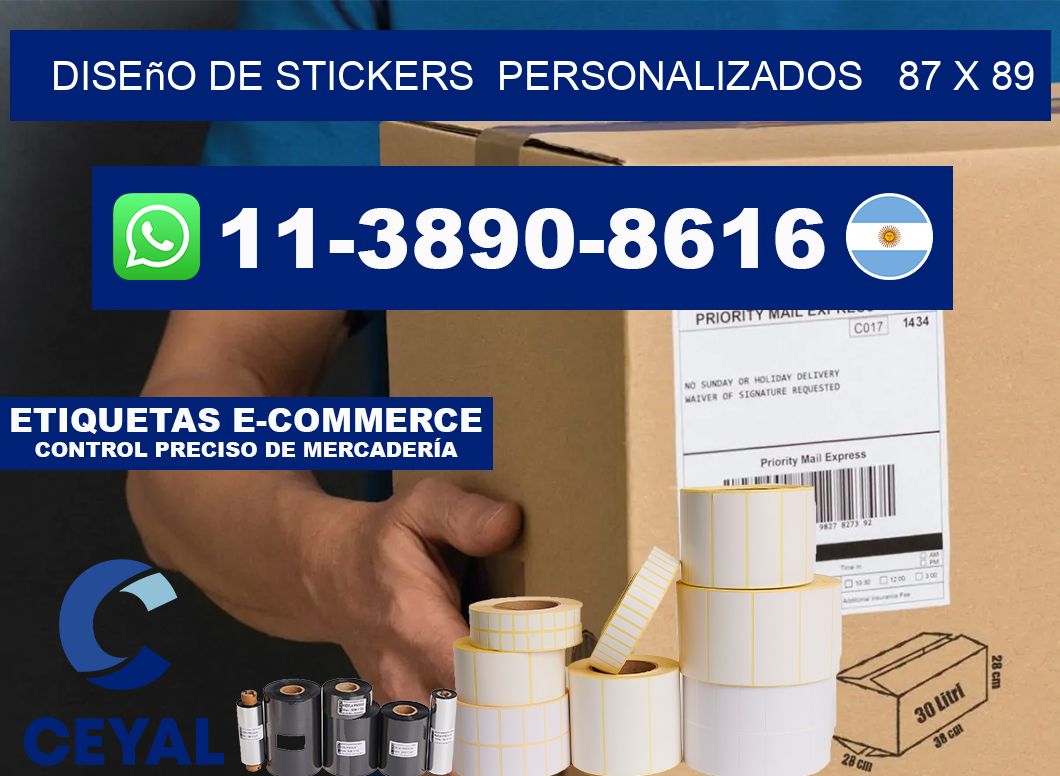 diseño de stickers  personalizados   87 x 89
