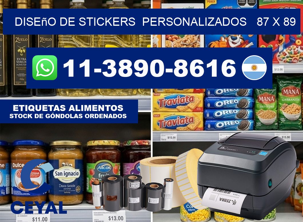 diseño de stickers  personalizados   87 x 89