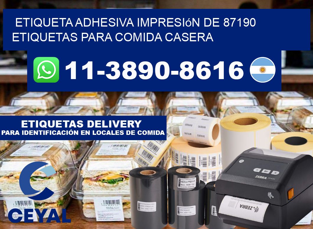 etiqueta adhesiva impresión de 87190 etiquetas para comida casera