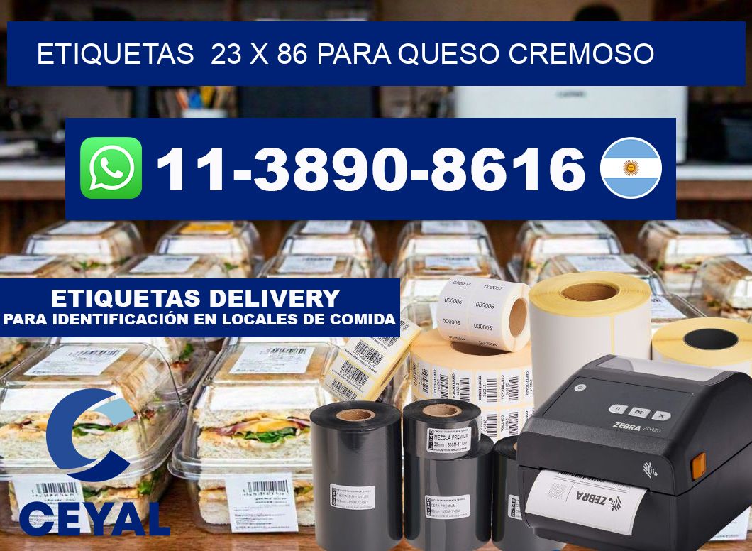 etiquetas 23 x 86 para Queso cremoso
