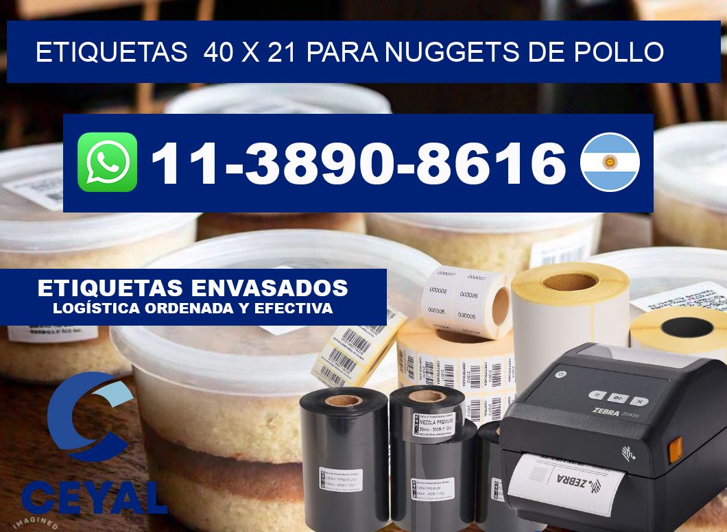 etiquetas  40 x 21 para Nuggets de pollo