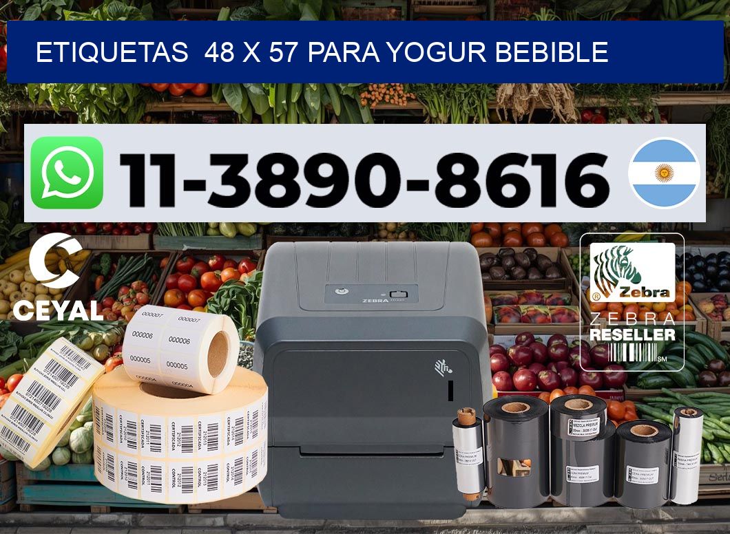 etiquetas 48 x 57 para Yogur bebible