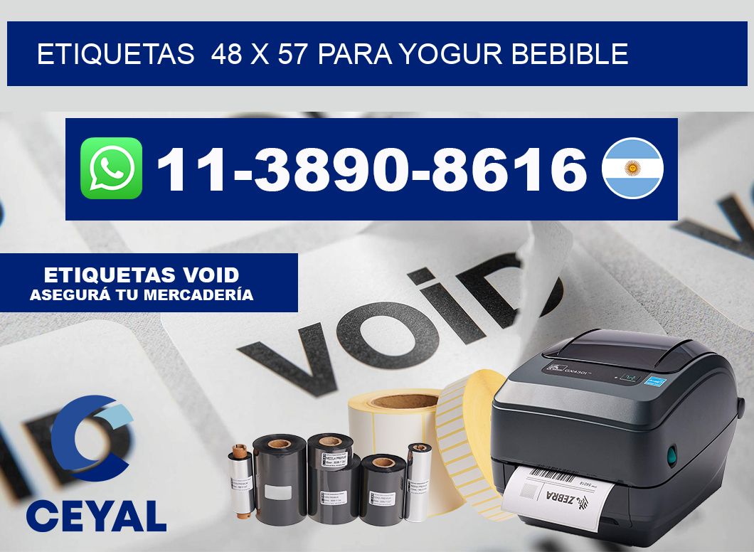 etiquetas 48 x 57 para Yogur bebible