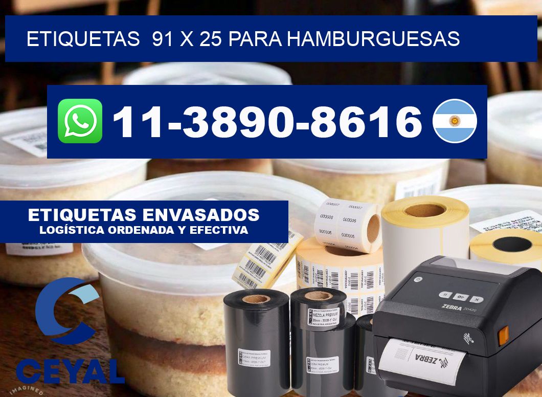 etiquetas  91 x 25 para Hamburguesas