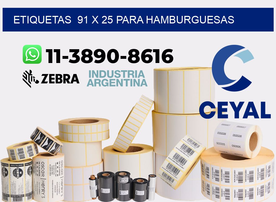 etiquetas  91 x 25 para Hamburguesas