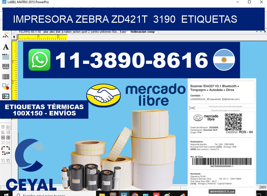 impresora zebra zd421t  3190  etiquetas