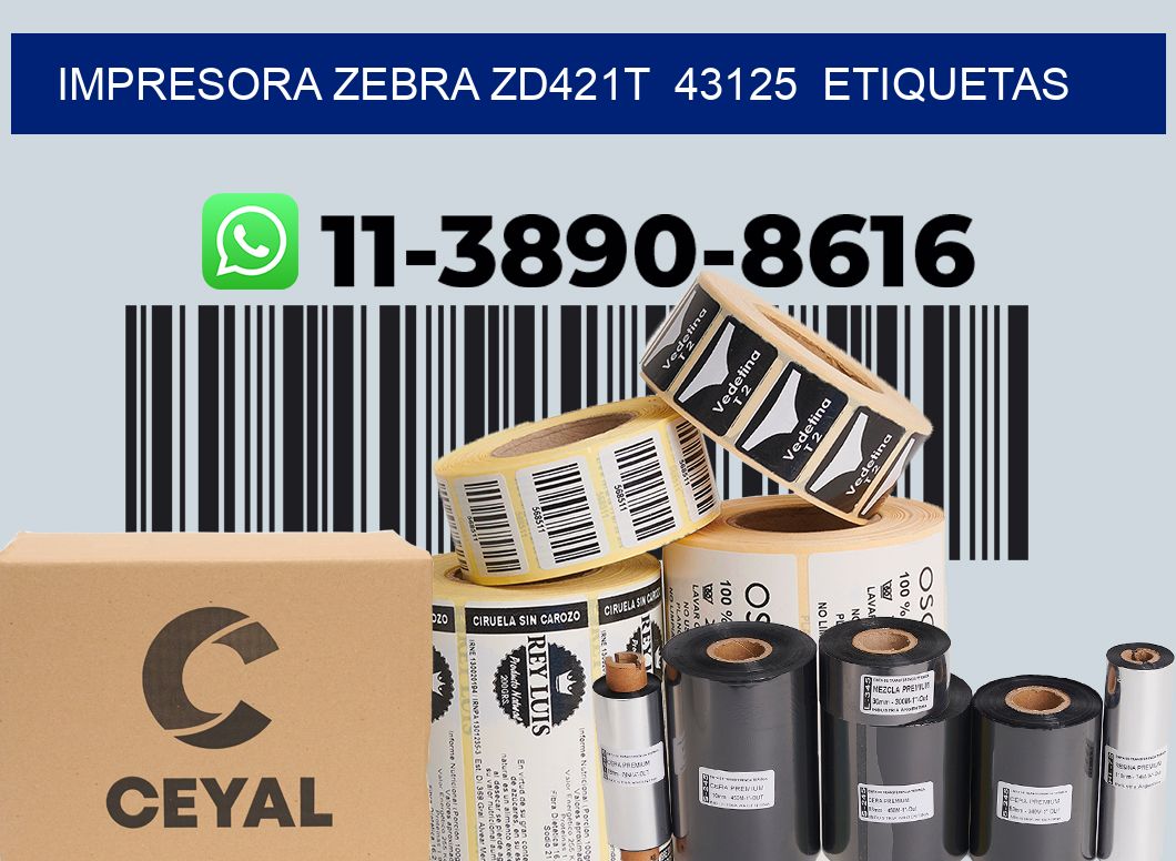 impresora zebra zd421t  43125  etiquetas