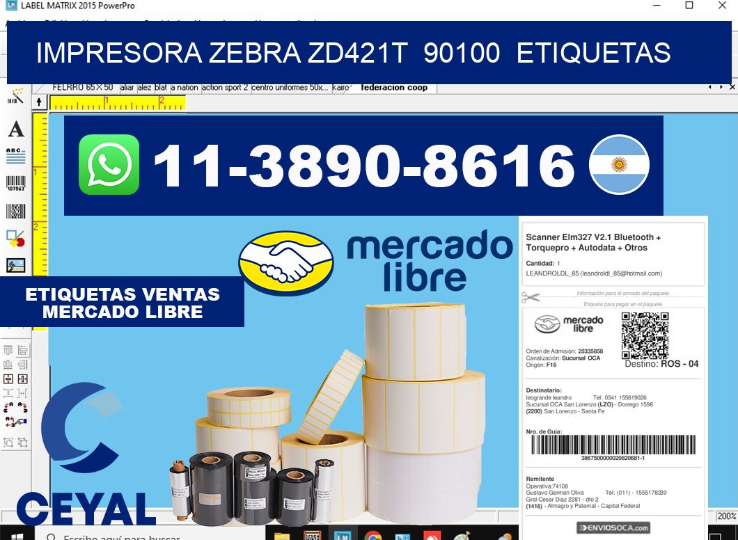 impresora zebra zd421t  90100  etiquetas