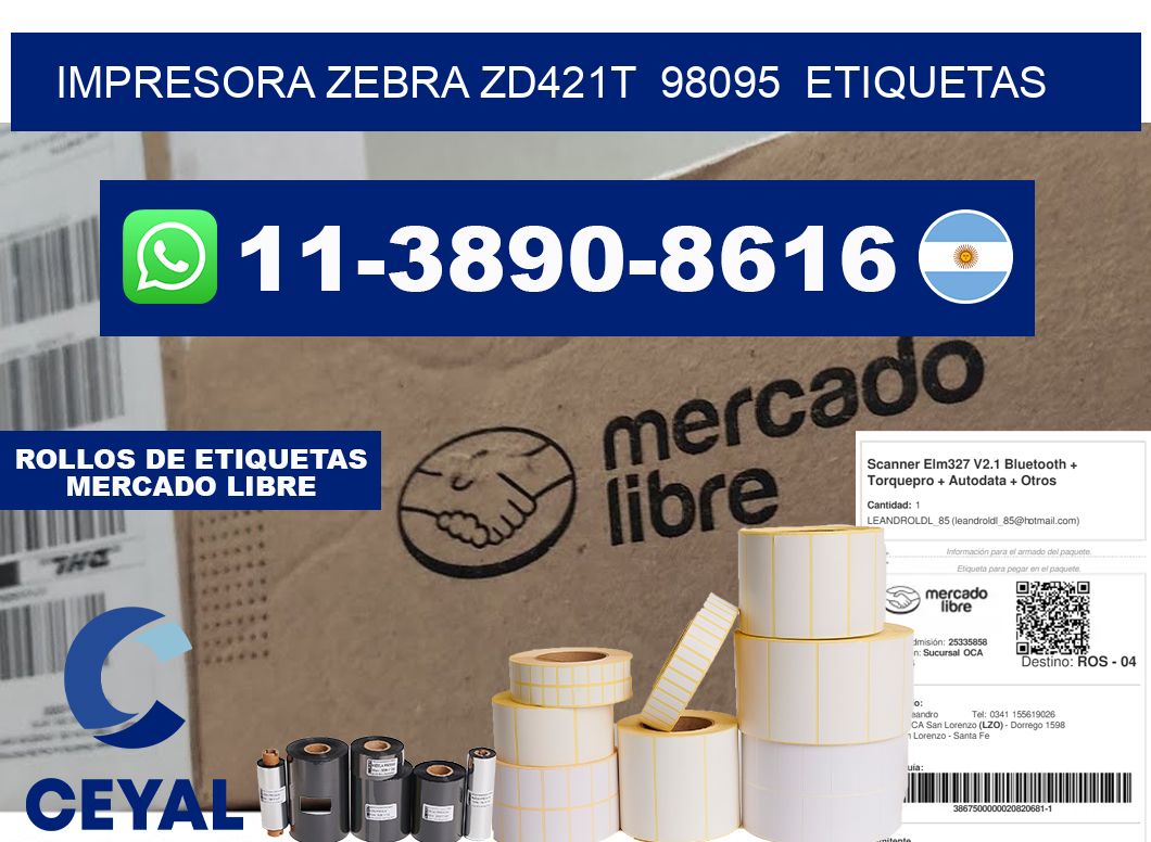 impresora zebra zd421t  98095  etiquetas