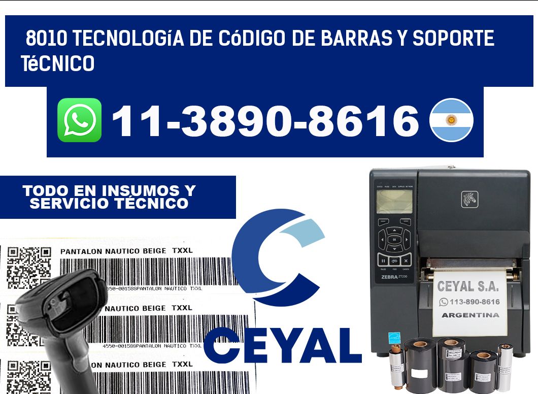 8010 Tecnología de Código de Barras y Soporte Técnico