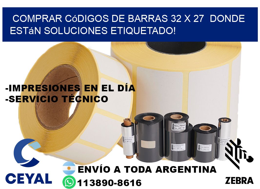 Comprar códigos de barras 32 x 27  donde están soluciones etiquetado!