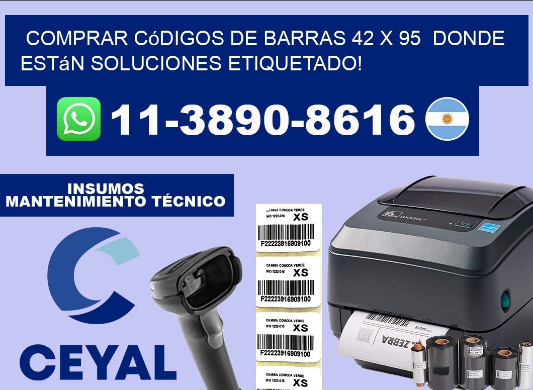 Comprar códigos de barras 42 x 95  donde están soluciones etiquetado!