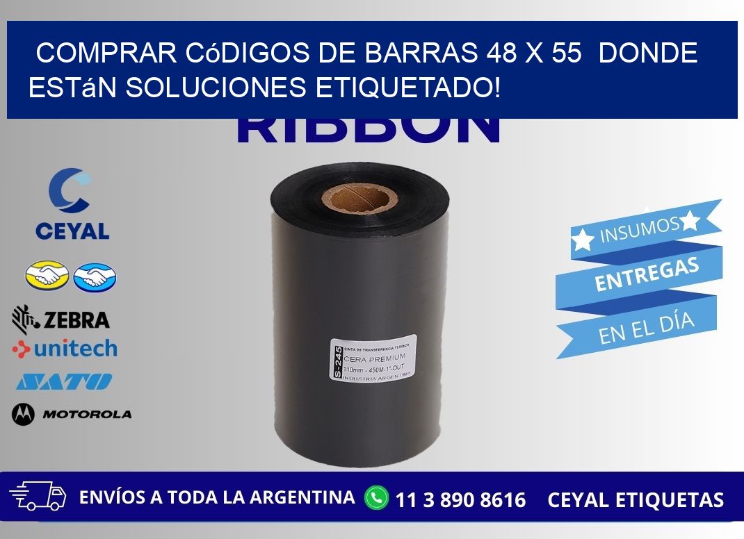 Comprar códigos de barras 48 x 55  donde están soluciones etiquetado!