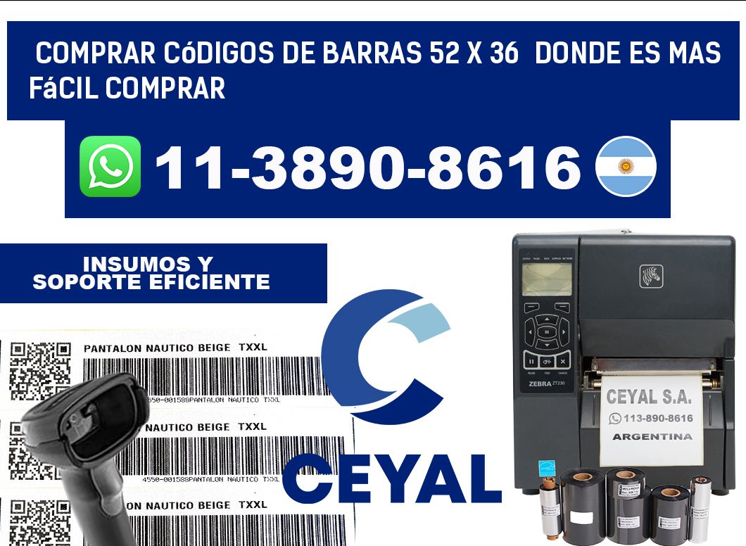Comprar códigos de barras 52 x 36  Donde es mas fácil comprar